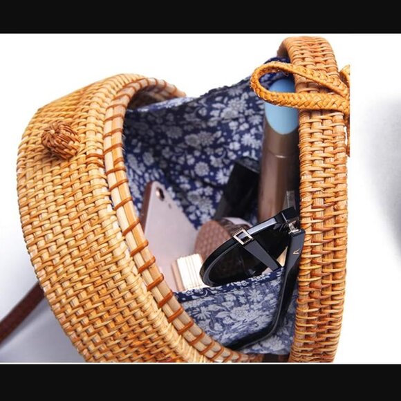 Shoulder Rattan Bag Straw Cross body - Picture 3 of 7